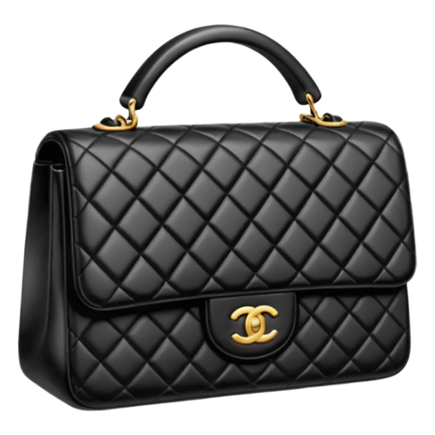 generate an ios genmoji of a black chanel bag sticker