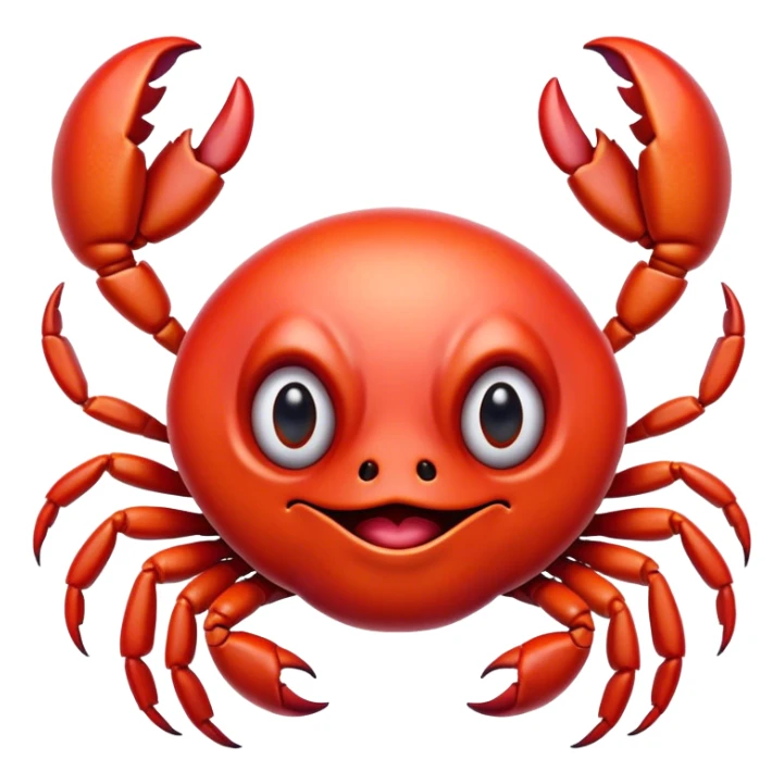 Cinematic Realistic Comical Crab Portrait Emoji, Head tilted dramatically with an exaggeratedly amused expression, featuring a striking, glossy red shell with bold natural textures and a whimsically formed face with wide, expressive eyes full of playful disbelief, rendered with lifelike detail and vibrant coastal hues, high shine, dramatic yet playful, styled with an air of cheeky seaside mischief, soft glowing outline, capturing the essence of a spirited and over‐the‐top crab that looks ready to pinch its way into viral fame! sticker