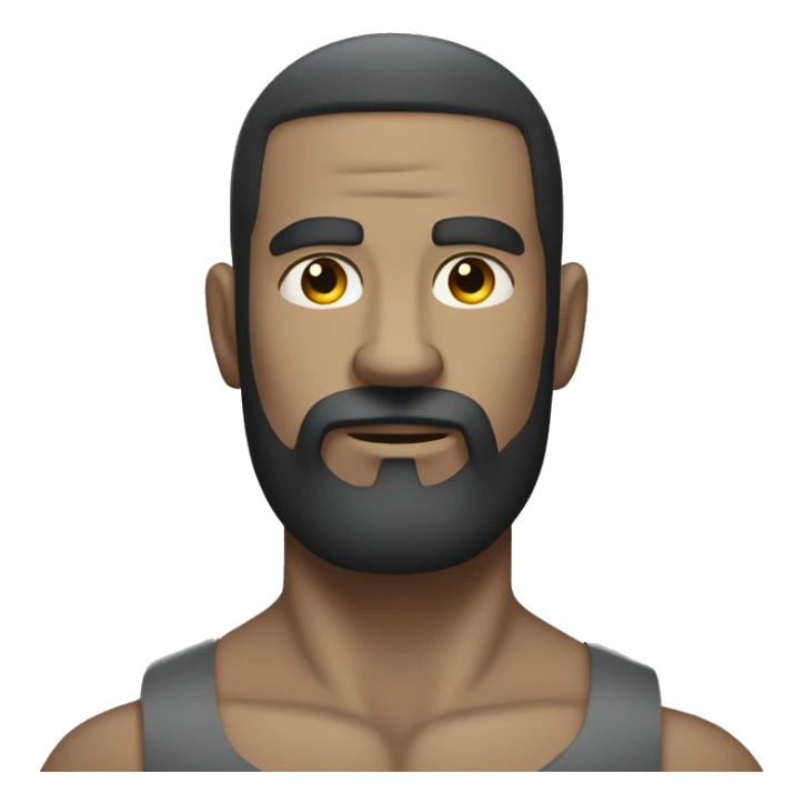 Big gray skin man with muscles and small black beard sticker