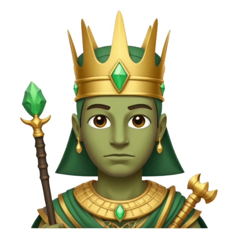 Ancient Egyptian god Osiris with green skin, Atef crown, and holding sticker