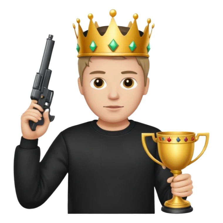 MVP + Gaming + Black sweatshirt + White guy with crown + Tournament Cup  + Gun  sticker