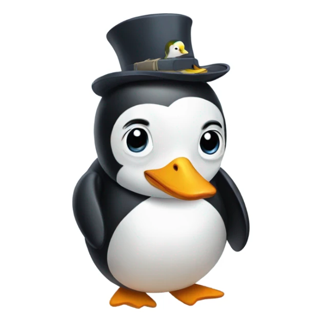 Penguin with duck on its shoulders sticker