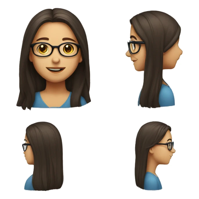 A girl with brunet long hair and glasses  sticker