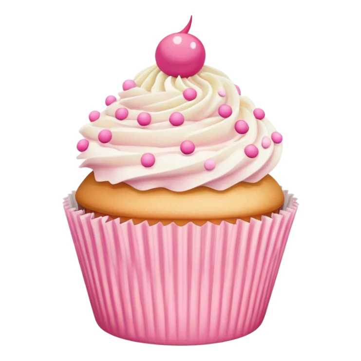Butter creme frosted cupcake with pink polka dot cup liner sticker