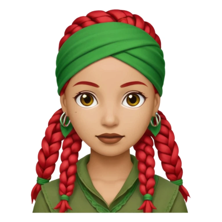 woman with red braids and a green bandana sticker