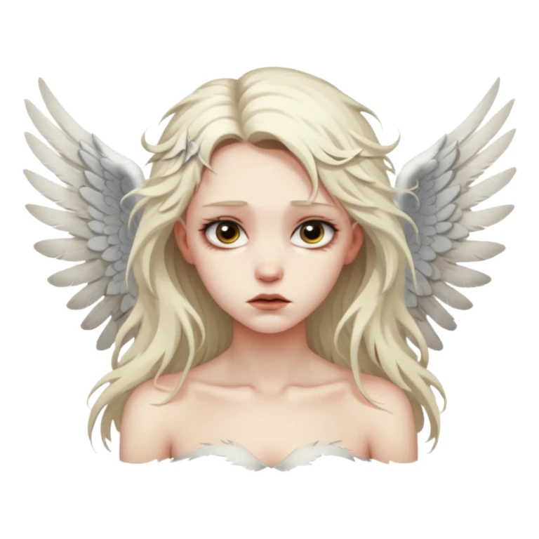Female angel with torn wings, exposed collarbones, sorrow and lust intertwined sticker