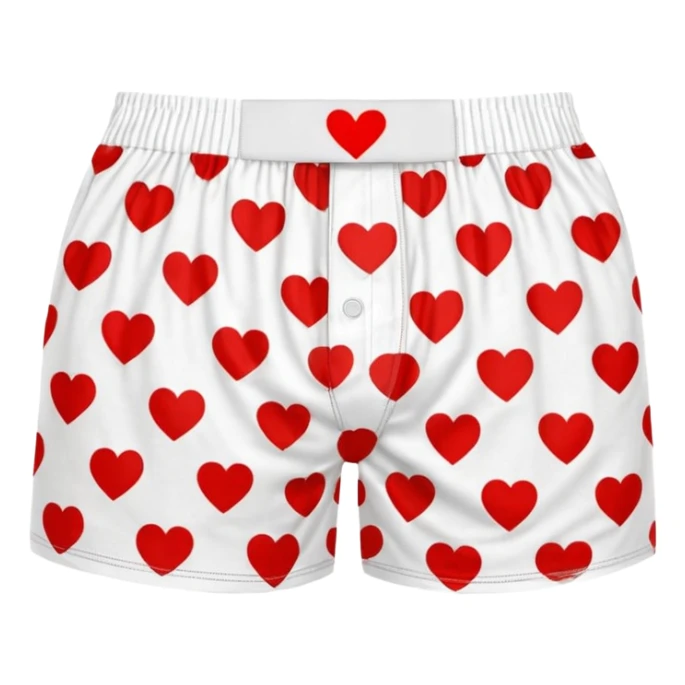 Red heart patterned white pair of boxers sticker