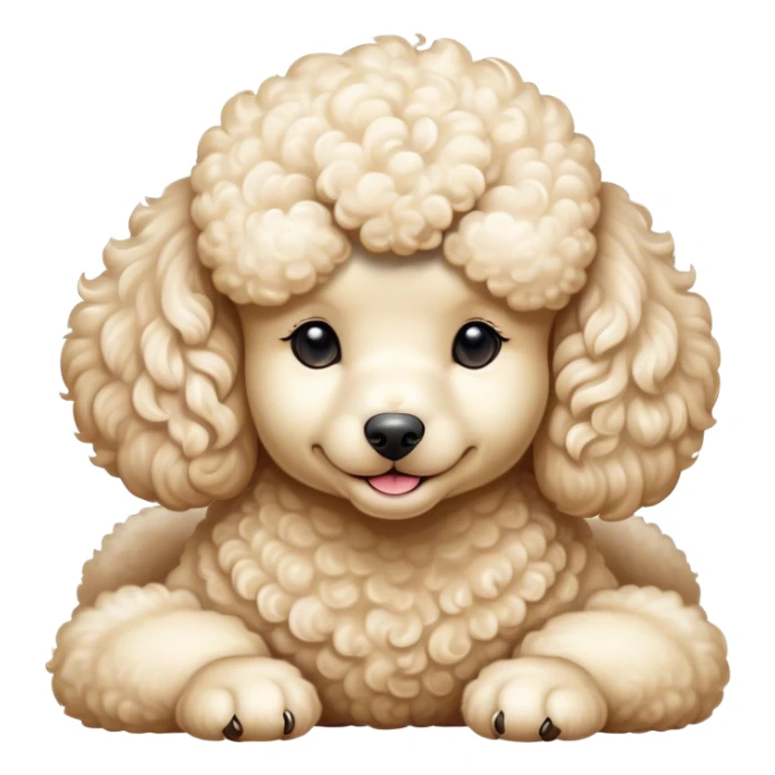 Meme-Worthy Cute Sleeping Cream Poodle Portrait Emoji, Head resting peacefully with a contented smile, showcasing a delightfully elegant build and a luxuriously soft, curly cream Fur, eyes shut in a serene nap, Simplified yet hilariously adorable features, highly detailed, glowing with a soft, drowsy light, high shine, relaxed and utterly lovable, stylized with an air of playful laziness, bright and heartwarming, soft glowing outline, capturing the essence of a comically sleepy companion, so meme-worthy it feels like it could instantly become the next viral sensation of adorable slumber! sticker