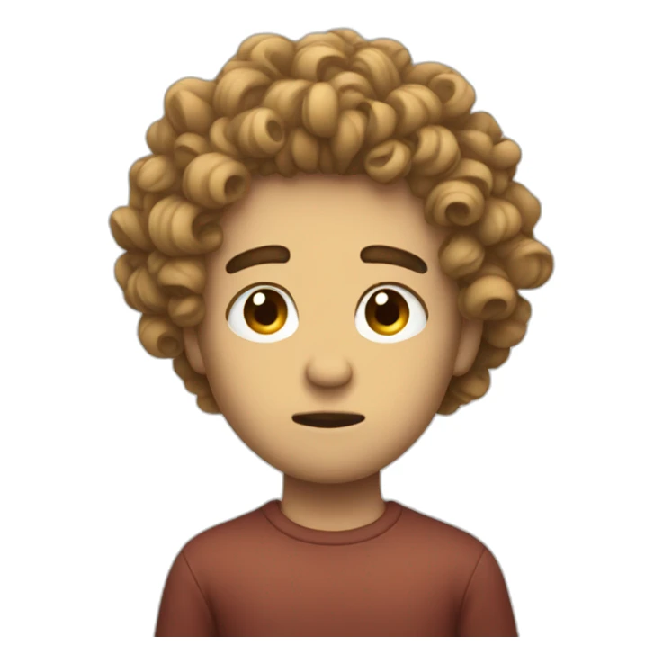His hair is curly and sad sticker