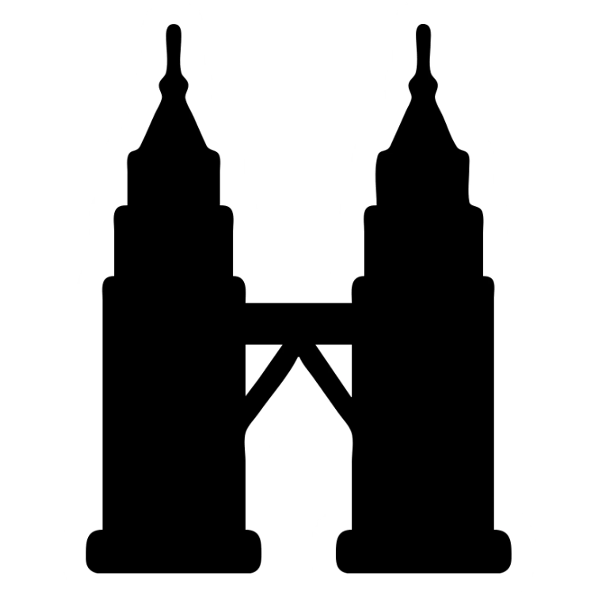 minimalist solid icon of the Petronas Towers, straight-on view sticker