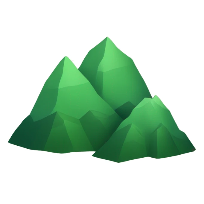 Create a graphic of three green mountains with varying shades and heights sticker