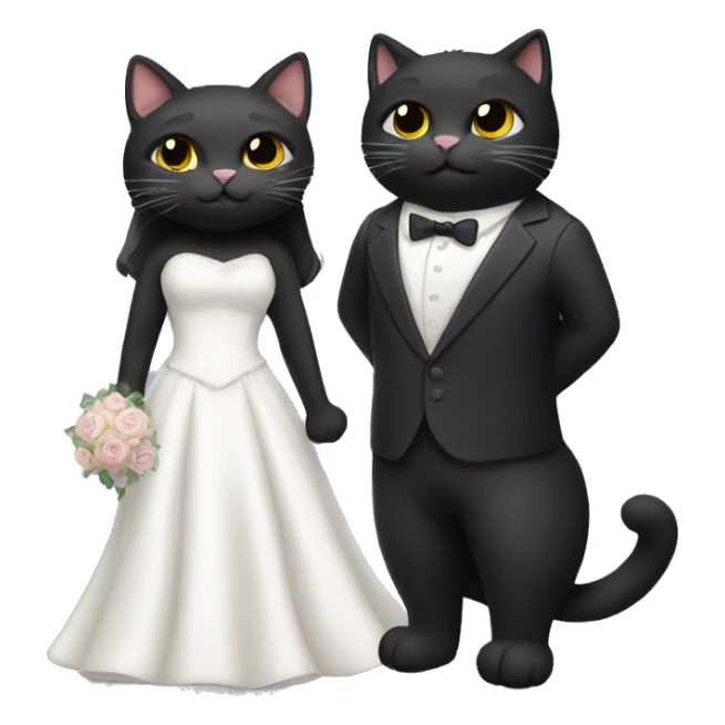 Black cat wearing suit and white cat wearing wedding dress sticker