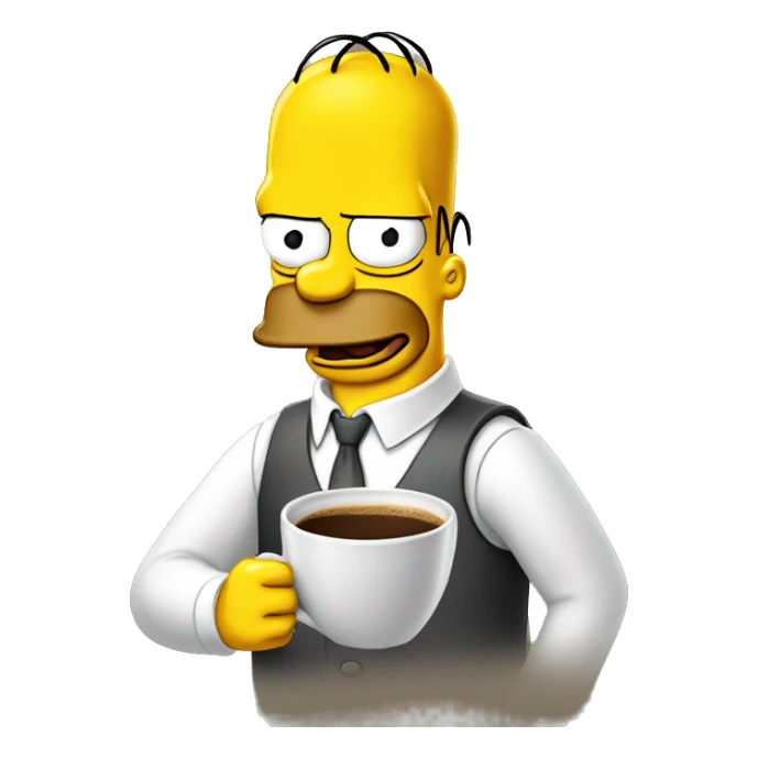 Hommer Simpson qui boit un café  sticker