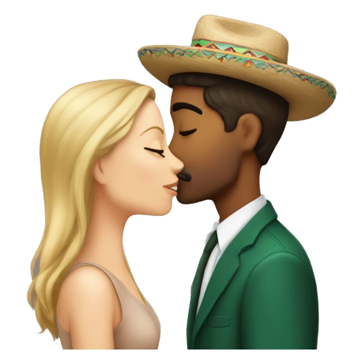 White girl and Mexican guy kissing sticker