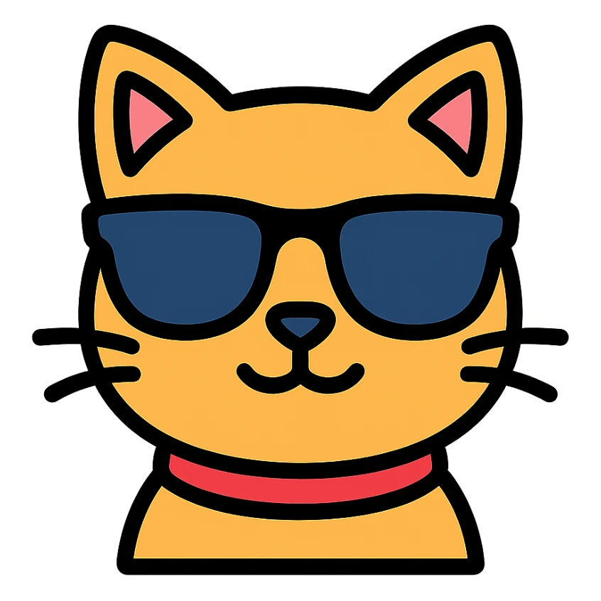 cat wearing sunglasses color icon sticker
