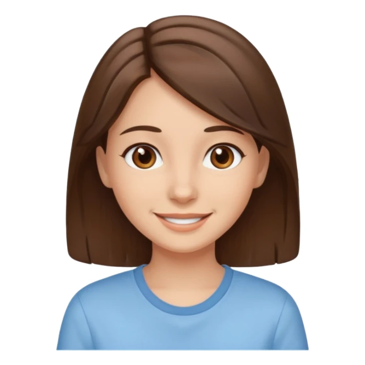 brown eyed girl with medium length brown hair, smiling sticker