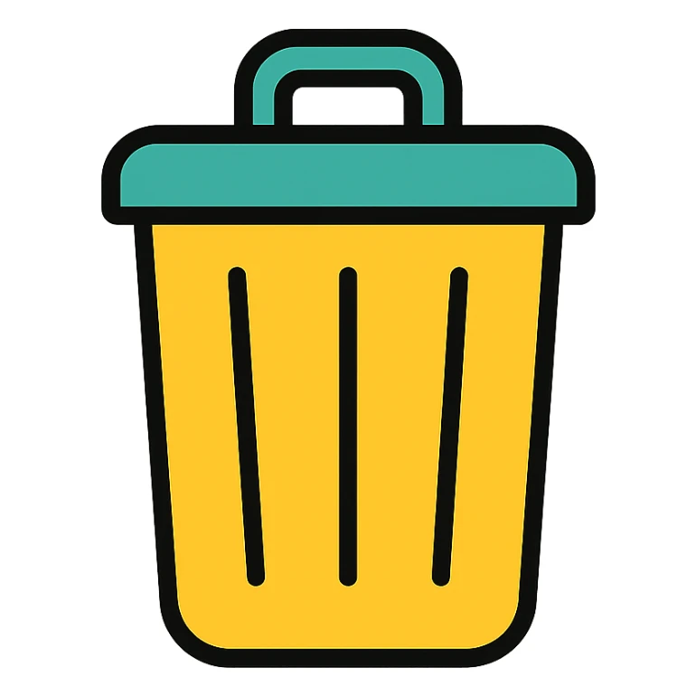 color outline icon of a trashcan sticker