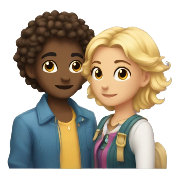 Mika and friend Anahit look at each other sticker