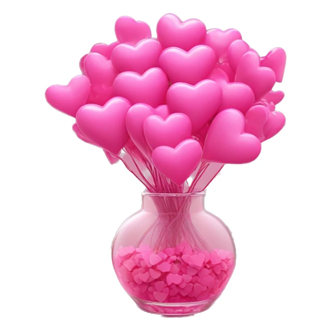 10000000 huge pink hearts on stems in a clear glass vase sticker