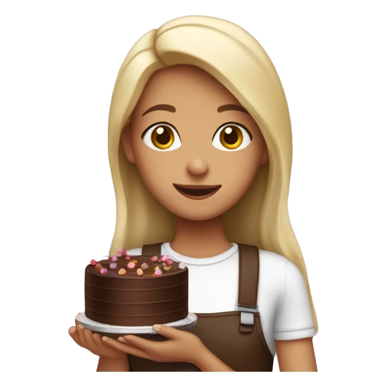 Girl holding chocolate cake  sticker
