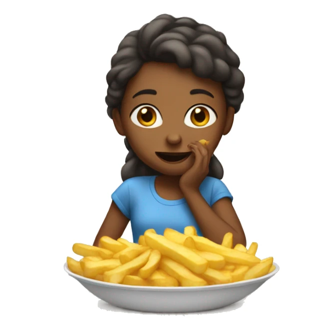 a girl eating fried potatoes sticker