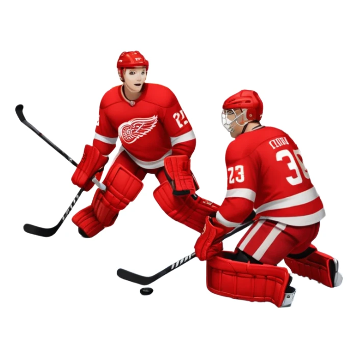 Detroit red wings shooting puck on flyers goal and goalie sticker