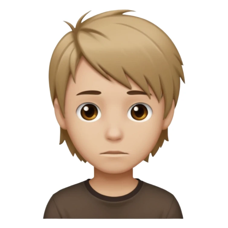 boy with dark blonde hair emo, shirt color brown sticker