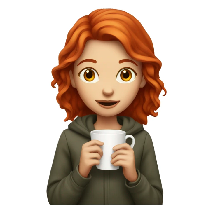 Red headed girl with a coffee cup sticker