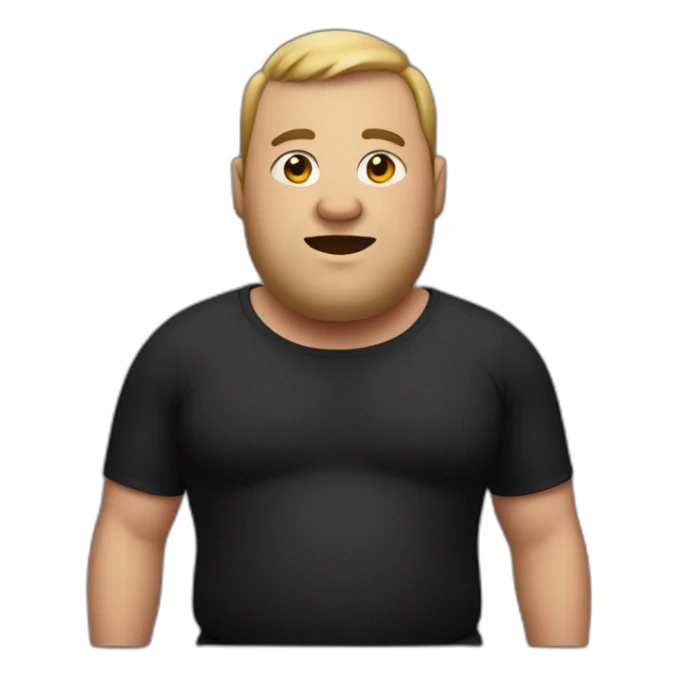 Make fat man wearing all black without a tshirt and holding a iphone sticker