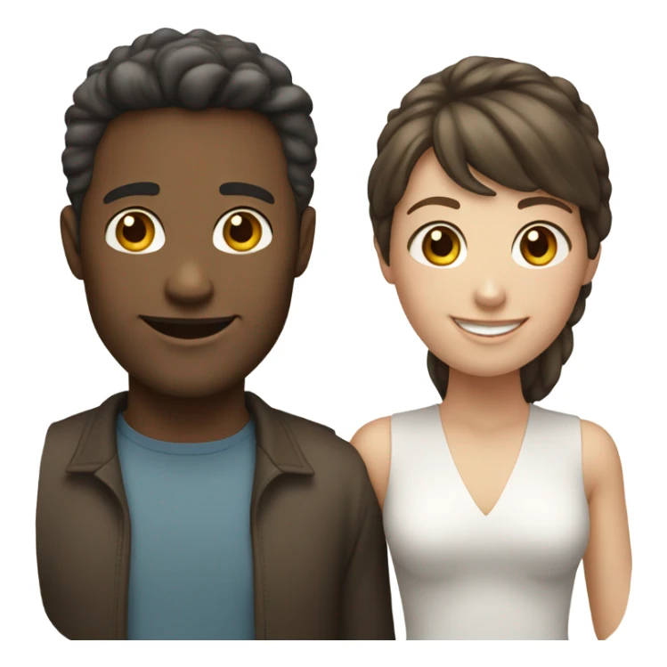 Brunette couple smiling male white woman also white with bangs   sticker
