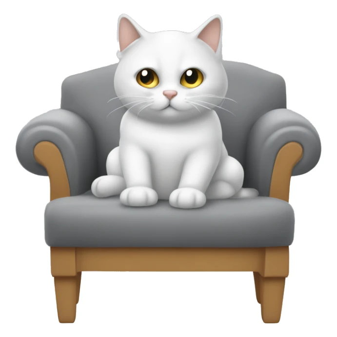 C'è un gatto bianco e grigio che sta dormendo in una poltrona sticker