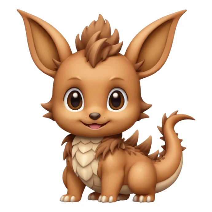 Eevee baby Kawaii Dragon cute  light brown sticker
