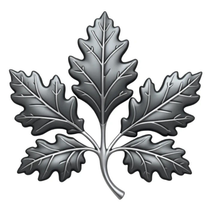 Black and silver filigree Oak leaf, 3D, extremely detailed design sticker