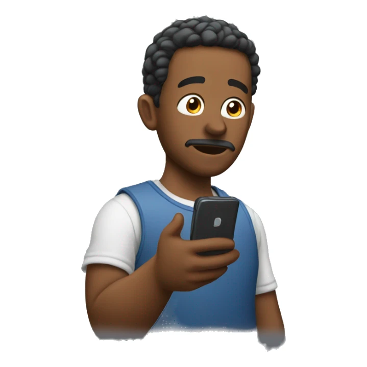 a guy always looking at his phone and to reels sticker