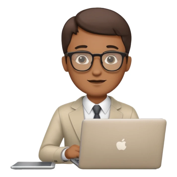 30s male ordinary office worker, glasses, holding laptop sticker