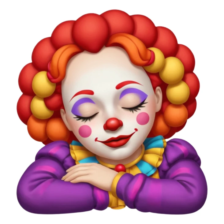 female clown sleeping eyes closed sticker