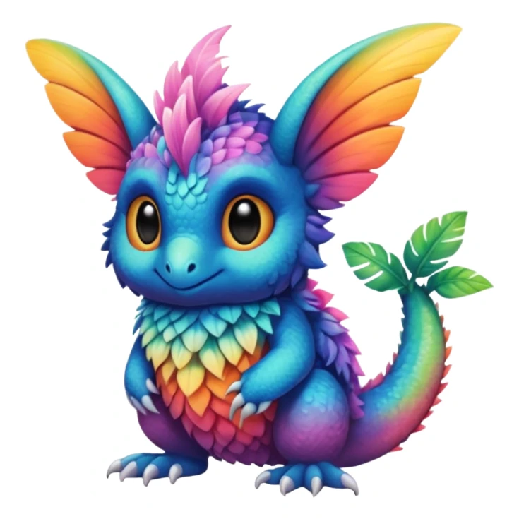 P moe cute tropical gradients-colored fuzzy realistic Randomly-faerie-drake exotic Fakémon-creature sticker