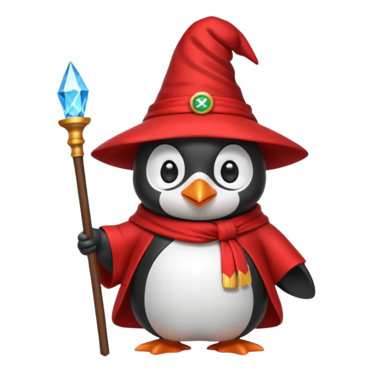 Red penguin wizard with the YouTube logo on top of his staff. sticker