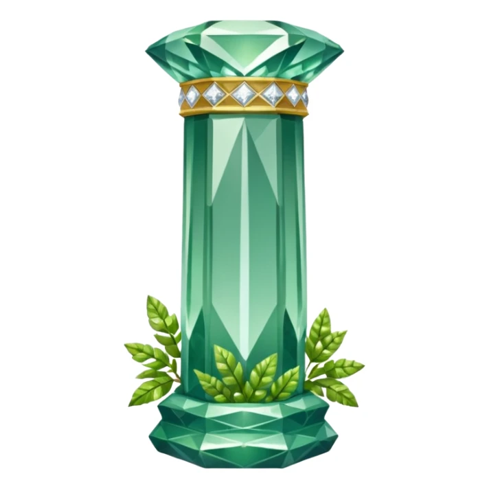 generate beautiful greek crystal pillar intricate front view more beautiful with greenery wrapping around the pillar make the pillar made of diamond sticker