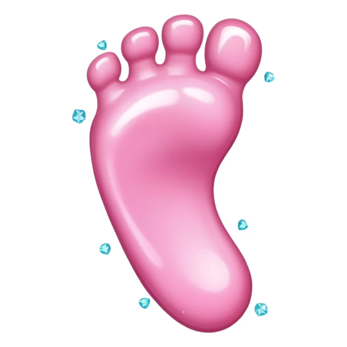 Cute cartoon foot with sugar crystals, candy sprinkles, and a sweet appearance sticker