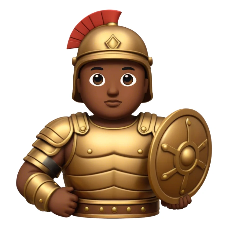 Botero Bronze Roman Soldier Landmark Emoji – Showcasing a stylized, rounded bronze Roman soldier sculpture. sticker
