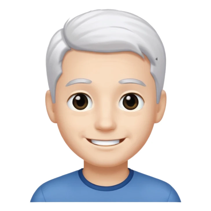 pure white hair,black eyebrow,cute Boy, smile face sticker