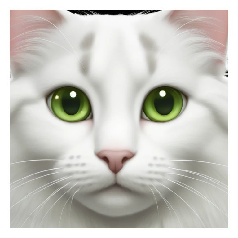 Fluffy white Turkish van cat with gray spot on forehead and green eyes sticker