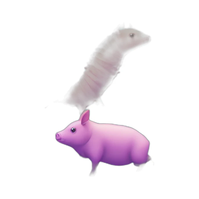 Vaporwave spotted cyan purple green orange gradient pig armadillo cow centipede insect sticker