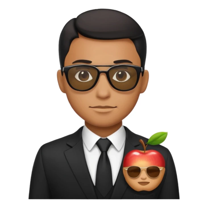 Apple emoji style, black-suited special agent wearing sunglasses sticker