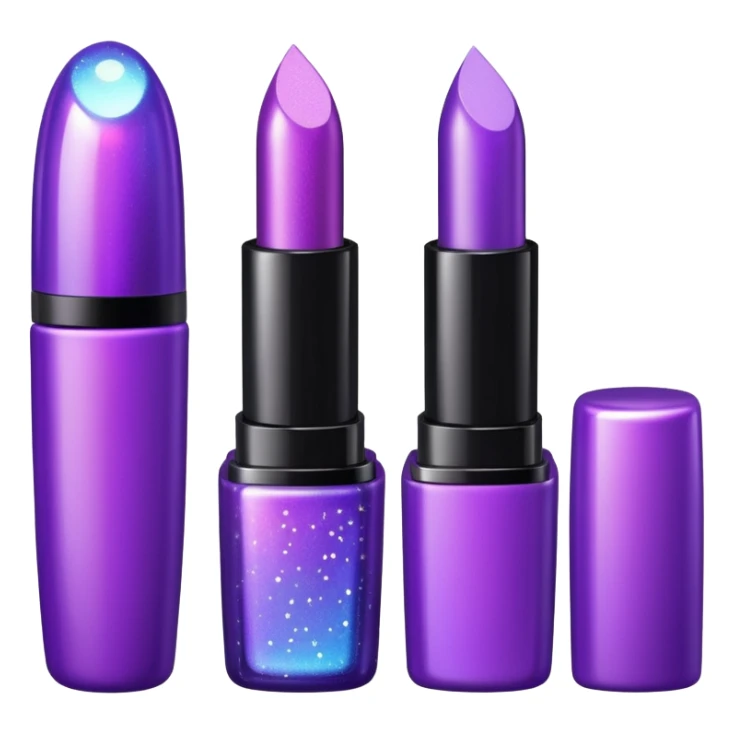 cosmetics (lipstick, perfume, mascara,..) with sparkle, purple sticker