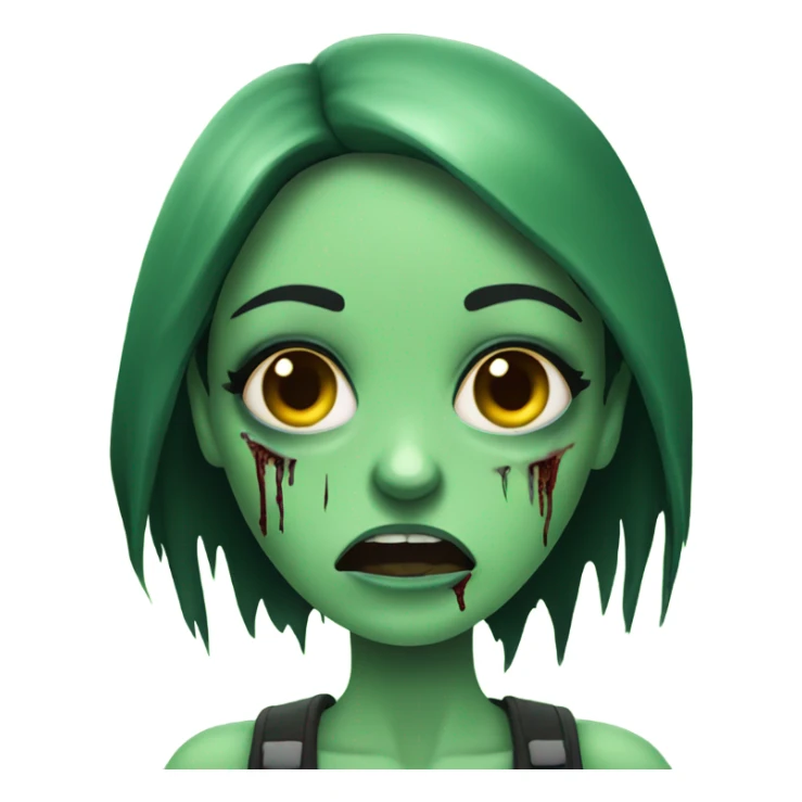 Brunette zombie girl in horror green creppy sticker