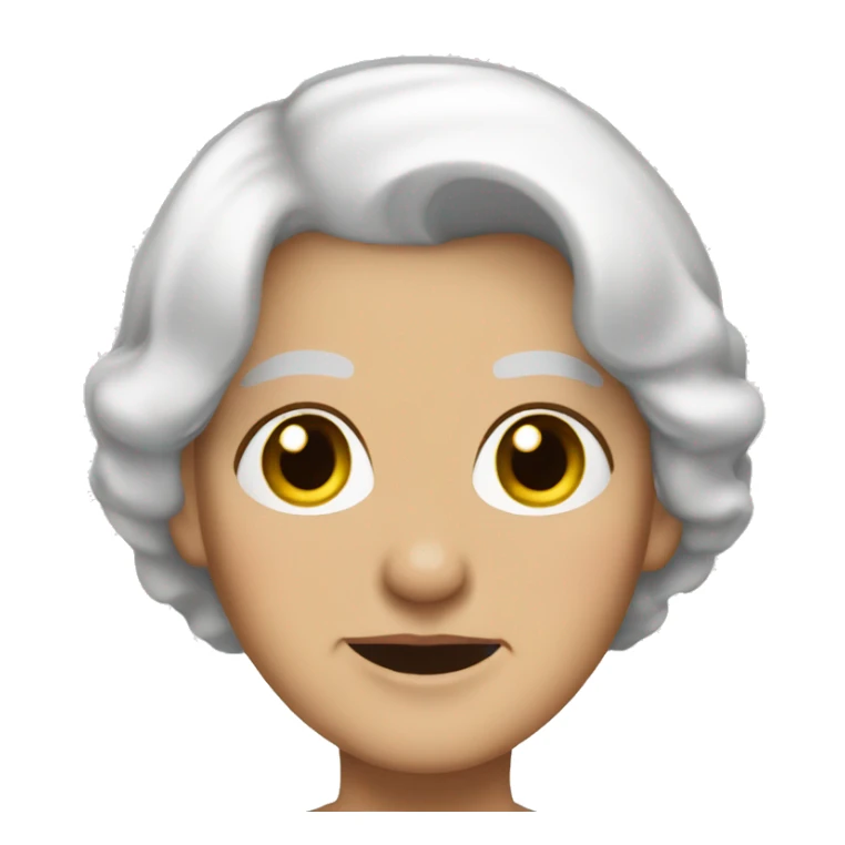 Old lady white hair short bob brown eyes sticker