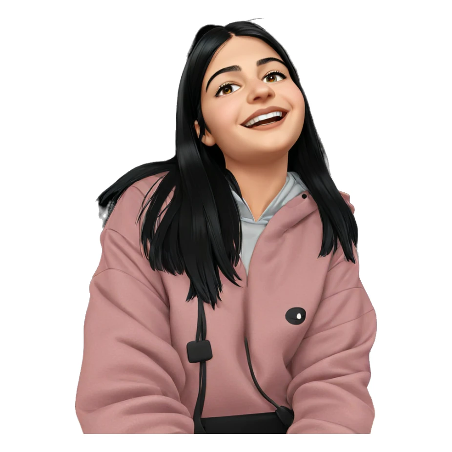 smiling girl with black hair sticker