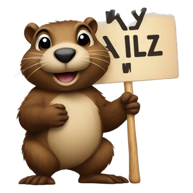 A beaver holding a sign that says “KLIPZ” on it  sticker